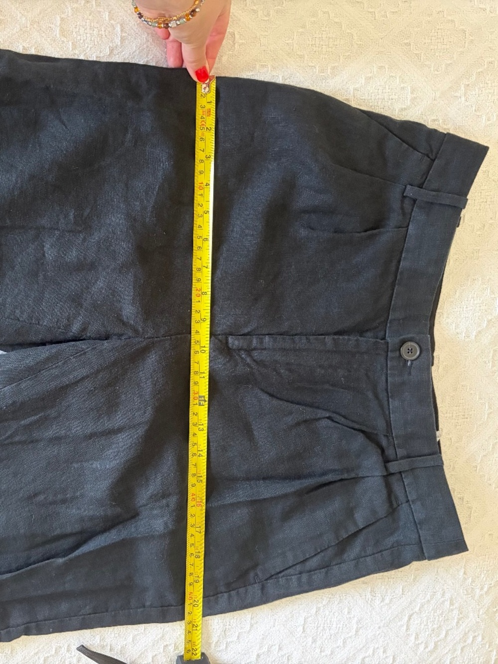 Women's 8 Banana Republic Black Linen Trousers Pleated Front - Picture 7 of 14